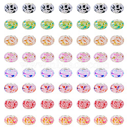 80pcs 8 styles Opaque Acrylic & Resin European Beads, Large Hole Beads, Rondelle with Splash Ink Pattern, Mixed Color, 13~14x9mm, Hole: 5mm, 10pcs/style(DIY-TA0009-38)