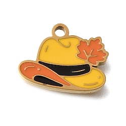 304 Stainless Steel Enamel Pendants, Ion Plating(IP), Golden, Hat Charms, 10x13x1.4mm, Hole: 1.4mm(SA-CBAA2E4-10G-G)