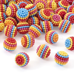 Resin Waxberry Beads, Round, Mixed Color, 19x18mm, Hole: 1.6mm, about 50pcs/box(RESI-TA0003-14C)
