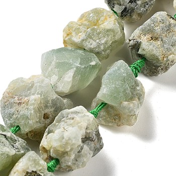 Raw Rough Natural Prehnite Beads Strands, Nuggets, 19~28x15~26x14~22mm, Hole: 3.7mm, about 16pcs/strand, 16.73''(42.5cm)