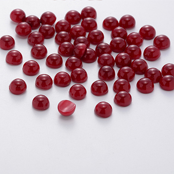 Half Round ABS Plastic Imitation Pearl Cabochons, DIY loosed Beads Cabochons for Face Beauty Makeup Nail Art Craft DIY Phone Making, High Luster, Red, 6x4mm