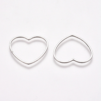 Stainless Steel Linking Rings, for Jewelry Making, Heart, Stainless Steel Color, 17.5x19.5x0.8mm, Inner Diameter: 14x18mm