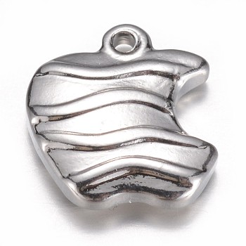 201 Stainless Steel Charms, 
Apple, Stainless Steel Color, 13x12x3mm, Hole: 1mm