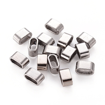 Tibetan Style Slider Charms for Leather Bracelet Making, Lead Free and Nickel Free, Rectangle, Gunmetal, Size: about 13mm long, 7mm wide, 7mm thick, hole: 5mm