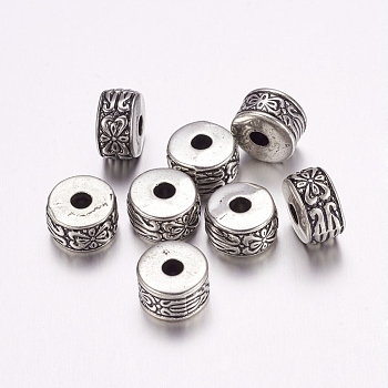 CCB Plastic Beads, Flat Round, Antique Silver, 13x7.5mm, Hole: 3.5mm