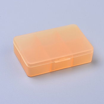 Plastic Boxes, Bead Storage Containers, 6 Compartments, Rectangle, Orange, 8.5x5.8x2.1cm, compartment: 2.5x2.5cm, 6 Compartments/box