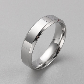 Stainless Steel Simple Plain Band Ring for Men Women, Stainless Steel Color, US Size 10 1/2(20.1mm)