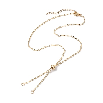 Brass Slider Necklace Makings, with Paperclip Chains and Slider Beads, Real 18K Gold Plated, 20.67 inch(52.5cm)