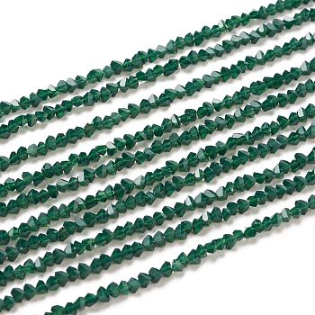 Transparent Solid Color Glass Beads Strands, Faceted, Polygon, Green, 2.5x2.5x2.5mm, Hole: 0.7mm, about 150pcs/strand, 13.39''(34cm)