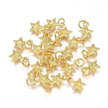 Electroplated Alloy Charms, Long-Lasting Plated, with Brass Jump Ring, Star, Golden, 11.5x8.5x3mm, Hole: 3.5mm