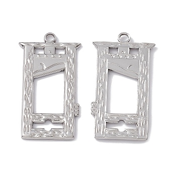 304 Stainless Steel Pendants, Window Charm, Stainless Steel Color, 37.5x25x2.5mm, Hole: 2.8mm