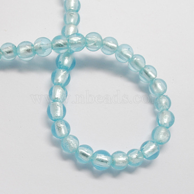 8mm PaleTurquoise Round Silver Foil Beads