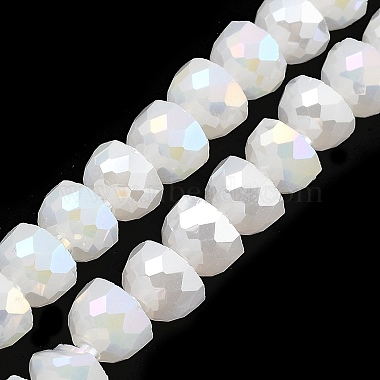 White Half Round Glass Beads