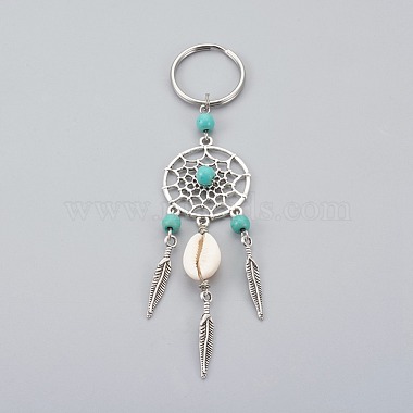 Turquoise Feather Shell Key Chain