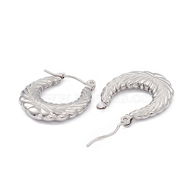 304 Stainless Steel Wheat Ring Thick Hoop Earrings for Women(EJEW-B018-08P)-2