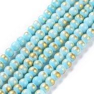 Natural Mashan Jade Beads Strands, Dyed, Round, Turquoise, 4mm, Hole: 1mm, about 90pcs/strand, 16 inch(X-G-P232-01-H-4mm)