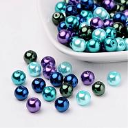 Ocean Mix Pearlized Glass Pearl Beads, Mixed Color, 8mm, Hole: 1mm, about 100pcs/bag(HY-X006-8mm-11)