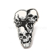 Printed Alloy Brooch for Backpack Clothes, Skull, White, 42.5x27x1.8mm(JEWB-G020-17P)