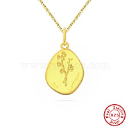 Birth Flower Style 925 Sterling Silver Pendant Necklaces, Real 14K Gold Plated, 17.91 inch(45.5cm)(STER-M116-05C-G)