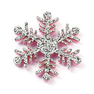 Snowflake Felt Fabric Christmas Theme Decorate, with Glitter Gold Powder, for Kids DIY Hair Clips Make, Silver, 3.6x3.15x0.25cm(DIY-H111-B03)