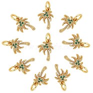 10Pcs Rack Plating Brass Micro Pave Cubic Zirconia Charms, with Jump Ring, Cadmium Free & Lead Free, Coconut Tree, Real 18K Gold Plated, 12x8x2mm, Jump Ring: 5x1mm, Inner Diameter: 3mm(ZIRC-SZ0003-83)