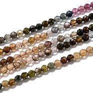Natural Tourmaline Beads Strands, Gradient Color, Faceted, Round, 2mm, Hole: 0.3mm, about 170pcs/strand, 15.55 inch(39.5cm)(G-H266-15A)