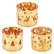 PandaHall Elite 3Pcs 3 Style Iron Candle Holder, for Home Decorations, Hollow Column, Golden, Mixed Patterns, 60.5x52mm, Inner Diameter: 60mm, 1pc/style(DIY-PH0003-34)