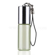 Glass Aromatherapy Refillable Bottle, Roller Ball Bottles, with Aluminium Oxide Cover & PP Plug, Column, Light Green, 2x5.5cm, Capacity: 5ml(0.17fl. oz)(MRMJ-WH0073-04A-A)