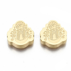 304 Stainless Steel Beads, Laser Cut, Girl, Golden, 14x13x3.5mm, Hole: 1.8mm(X-STAS-S080-003G)