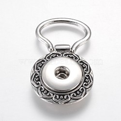 Magnetic Alloy Brooch Findings, Flower, Antique Silver & Platinum, 51mm, Hole: 15.5x21.5mm(PALLOY-WH0034-06P)