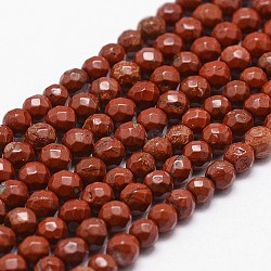 Natural Red Jasper Beads Strands, Grade AB+, Faceted, Round, 4mm, Hole: 1mm, about 96pcs/strand, 14.9 inch~15.1 inch(G-D840-50-4mm)