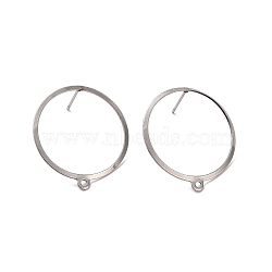 201 Stainless Steel Stud Earring Findings, with Horizontal Loop and 316 Stainless Steel Pin, Ring, Stainless Steel Color, 27.5x25mm, Hole: 1.4mm, Pin: 0.7mm(X-STAS-K241-12P)