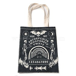 Printed Canvas Women's Tote Bags, with Handle, Shoulder Bags for Shopping, Rectangle, Halloween, Talking Board, Skull, 61cm(ABAG-C009-02B)