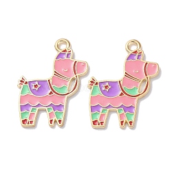 Alloy Enamel Pendants, Golden, Animals Theme Charm, Horse, 27x20x1mm, Hole: 2mm(ENAM-O001-08F-G)