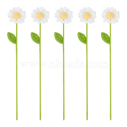 Crochet Polyester Yarn Daisy Flower Ornaments, Artificial Flower, for Home Decorations, White, 315mm(AJEW-WH0258-691)