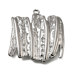 304 Stainless Steel Pendants, Hammered Rectangle Charms, Stainless Steel Color, 28.5x27.5x3mm, Hole: 2.5mm(SA-CBA7C25-01D-P)
