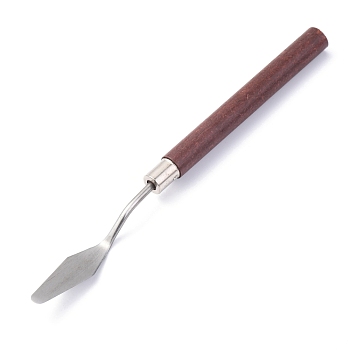 Stainless Steel Scraper, Oil Painting Scraper Knife, Scraping Drawing Tool, with Wood Hand Shank, Random Color Handle, 17x1.3x1.1cm