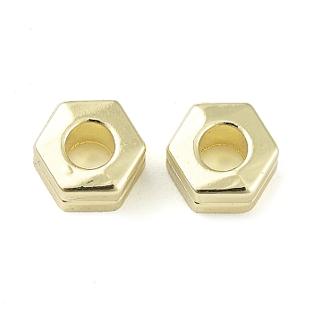 Rack Plating Alloy Beads, Hexagon, Golden, 6.5x7x4.5mm, Hole: 3mm