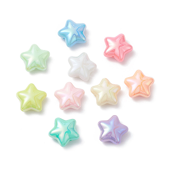 UV Plating Acrylic Beads, Iridescent, Star, Mixed Color, 19x20.5x9mm, Hole: 2mm
