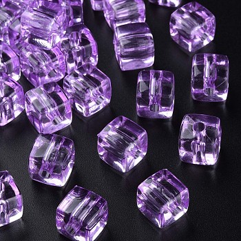 Transparent Acrylic Beads, Square, Medium Orchid, 13x12.5x12.5mm, Hole: 3.5mm, about 162pcs/500g