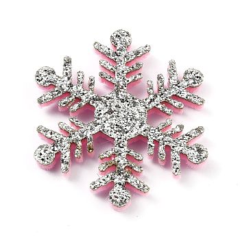 Snowflake Felt Fabric Christmas Theme Decorate, with Glitter Gold Powder, for Kids DIY Hair Clips Make, Silver, 3.6x3.15x0.25cm