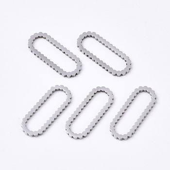 201 Stainless Steel Linking Rings, Laser Cut, Oval, Stainless Steel Color, 15x6x1mm, Inner Diameter: 4x12mm