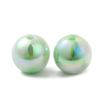 Iridescent ABS Plastic Beads, Round, Pale Green, 12x11.5mm, Hole: 2mm