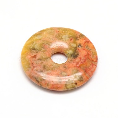 Donut/Pi Disc Natural Gemstone Pendants(G-L234-30mm-06)-2
