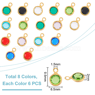 8 Color 304 Stainless Steel with Glass Charms(STAS-UN0048-44A)-3