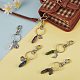 6Pcs 6 Style Natural & Synthetic Gemstone Copper Wire Wrapped Keychains(KEYC-SZ0001-13)-3
