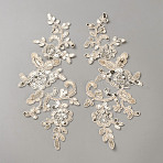 Polyester with Sequin Embroidery Lace Appliques, Ornament Accessories for Cheongsam, Dress, Flower, Light Gold, 245x95x1.5mm(DIY-WH20007-794B)