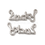 Non-Tarnish 304 Stainless Steel Pendants, Word Lucky Charm, Stainless Steel Color, 8.5x19x1.5mm, Hole: 0.8mm(STAS-F284-11P)