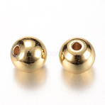 Brass Spacer Beads, Round, Real 16K Gold Plated, 4x3.5mm, Hole: 1.5mm(X-KK-S753-4mm-G)