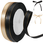 2 Rolls 2 Colors Gold Edged Polyester Ribbon, Mixed Color, 3/8 inch(10mm), about 24.06 Yards(22m)/Set(OCOR-CY0001-60B)